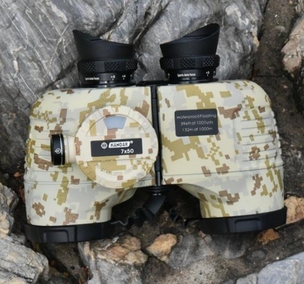 Waterproof Binoculars w/Internal Rangefinder Compass for Navigation 7x50