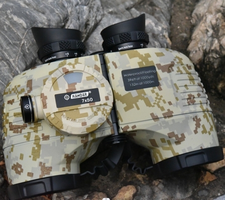 Waterproof Binoculars w/Internal Rangefinder Compass for Navigation 7x50