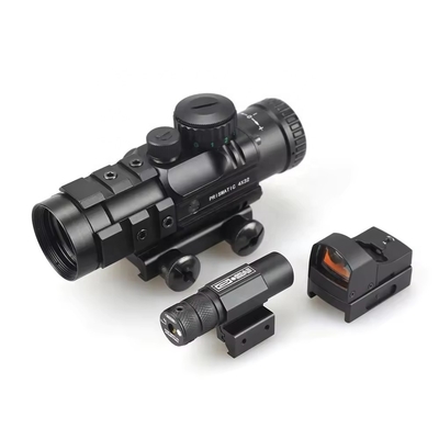155mm Length Prismatic Scope Hunting 4x32 with Red Laser and Mini Red Dot