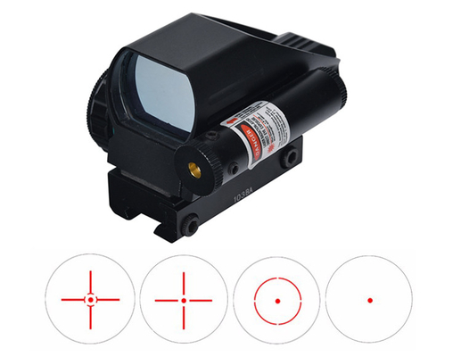 82mm Length Matte Black 1X22X33 Tactical Red and Green Reflex Sight with Red Laser