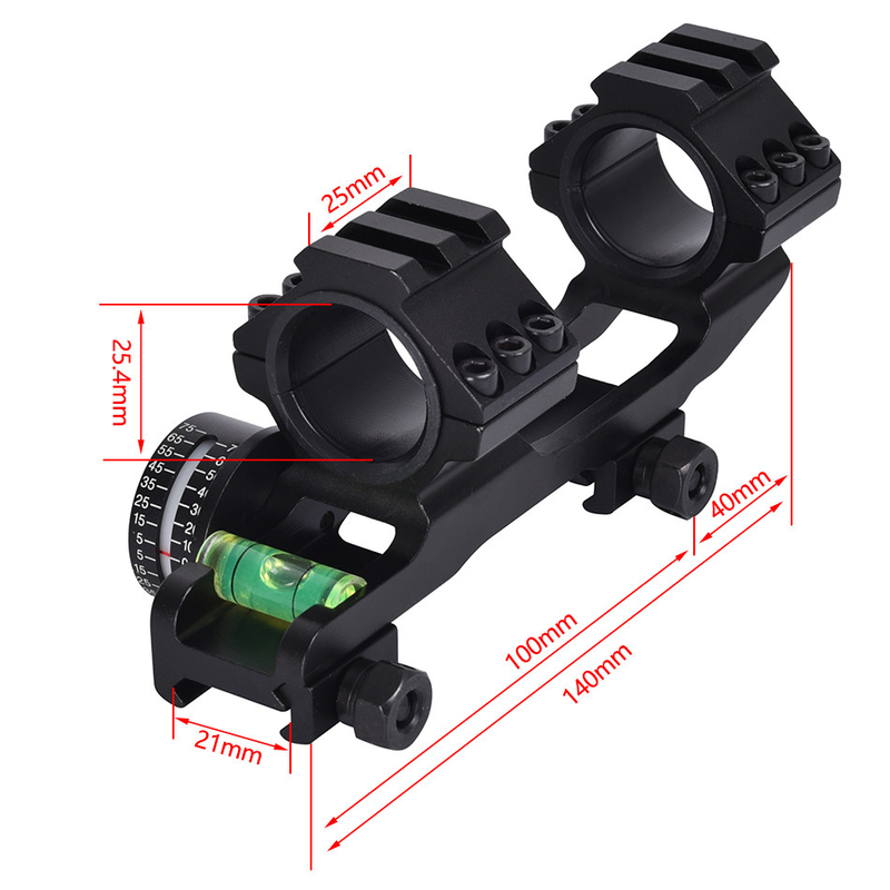 Scope Mount Matte Black Finish Dual Rings Bubble Level and Angle Indicator for 21mm