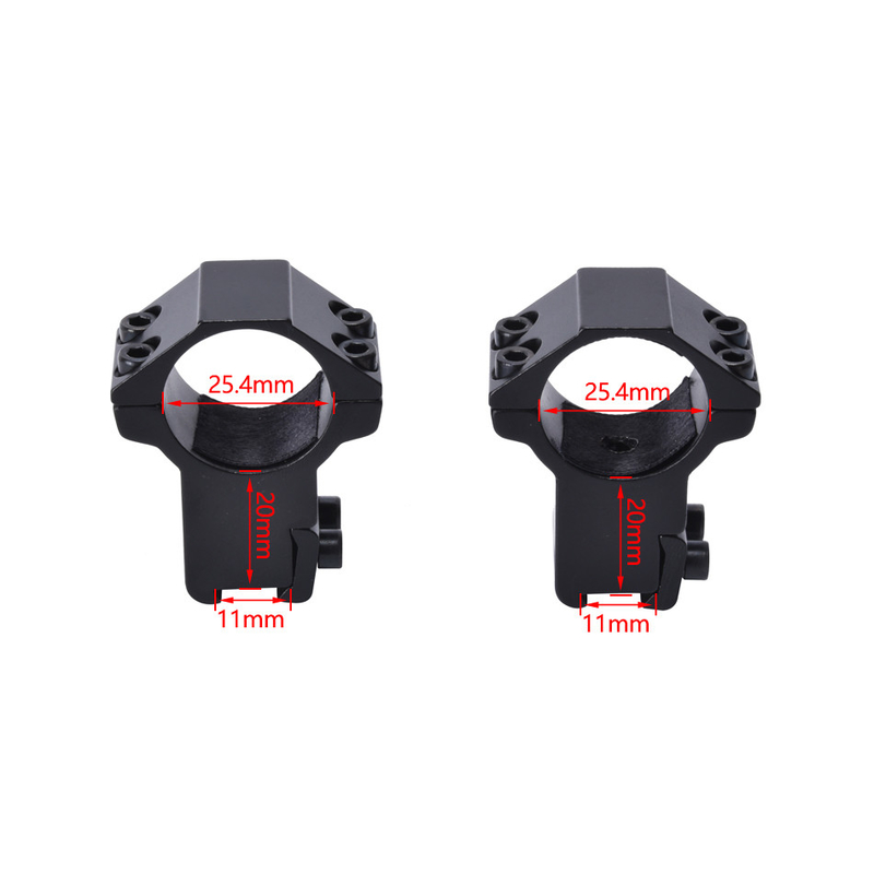 25.4mm Tube Diameter High Riser Scope Mount Double Ring in Aluminium for Long-Lasting