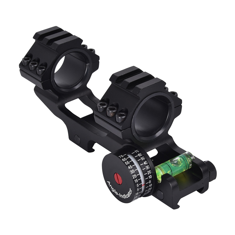 Tactical Dual Scope Mount Ring with Bubble Level 40mm Offset Fits 21mm Picatinny Rail